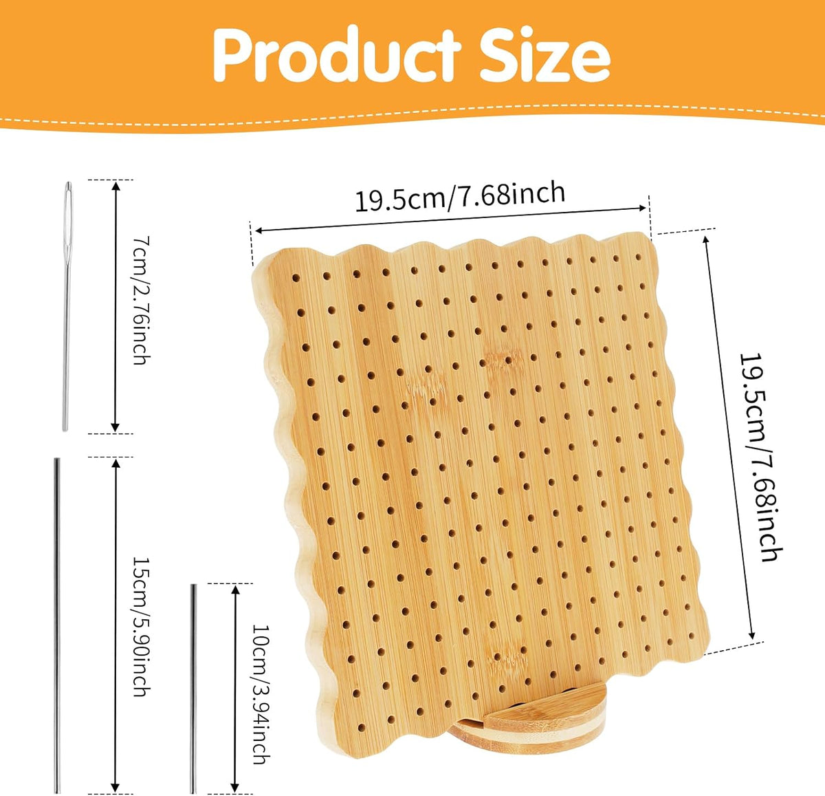 Abizarch 7.7in Square Crochet Blocking Board with Oval Base, Bamboo