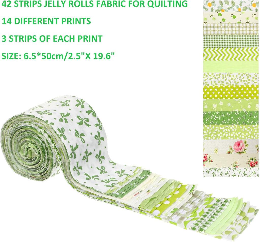 42Pcs Jelly Roll Fabric Strips Soft Cotton Quilting Fabric