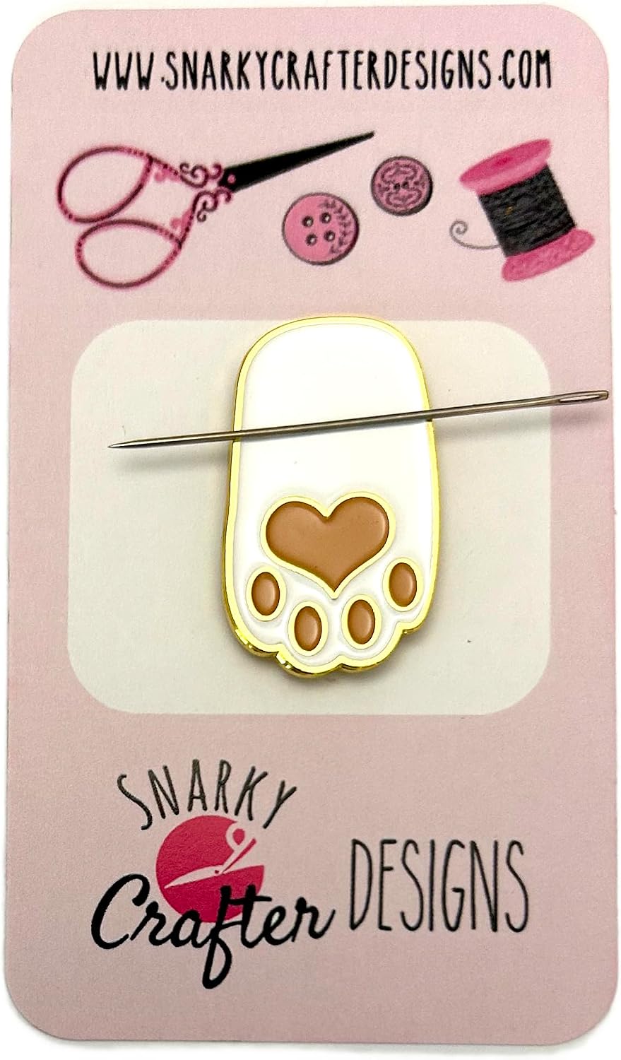 White Paw Enamel Magnetic Needle Minder - Cat Dog Pet