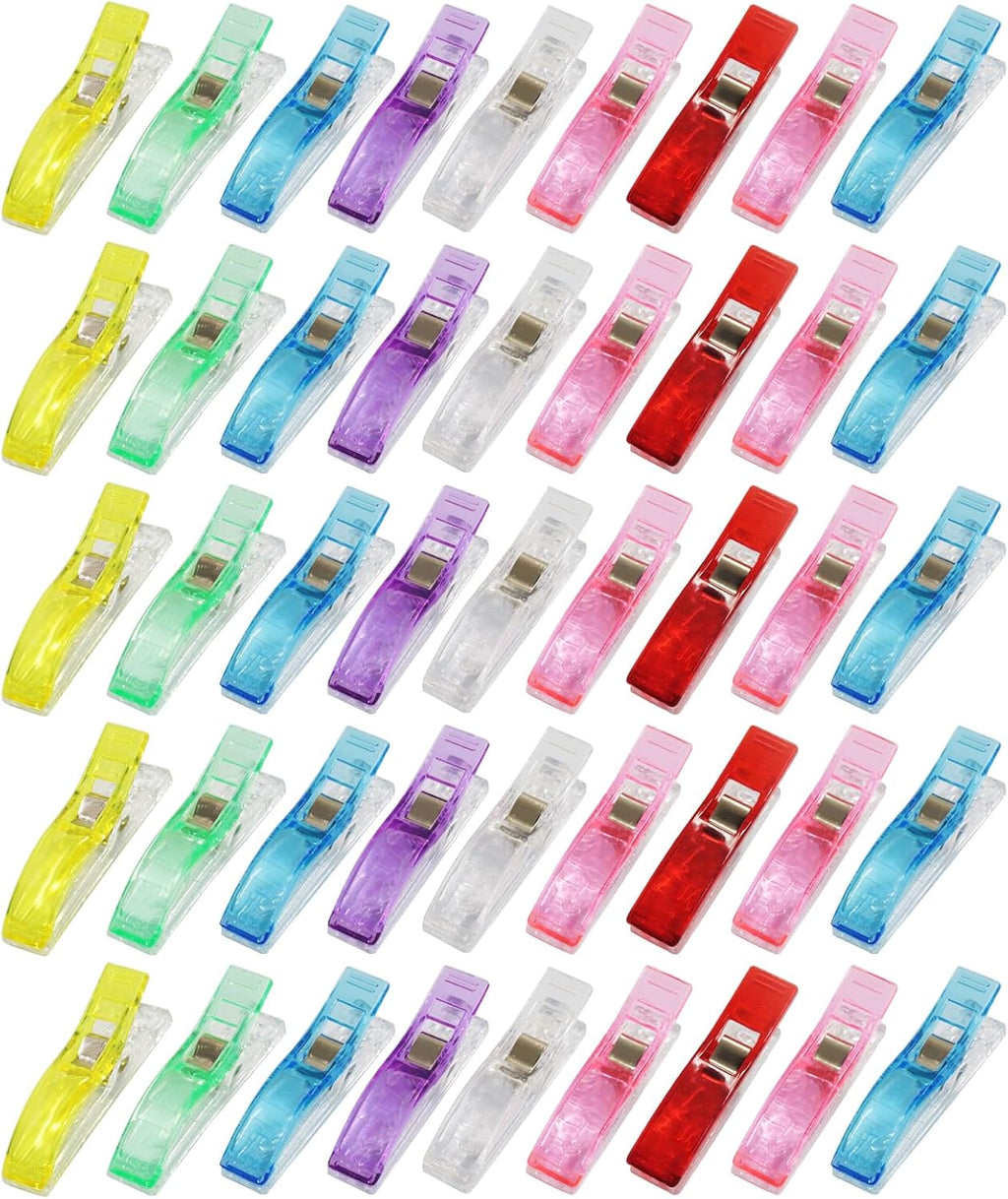 50 Pack Large Sewing Clips, Assorted Colors