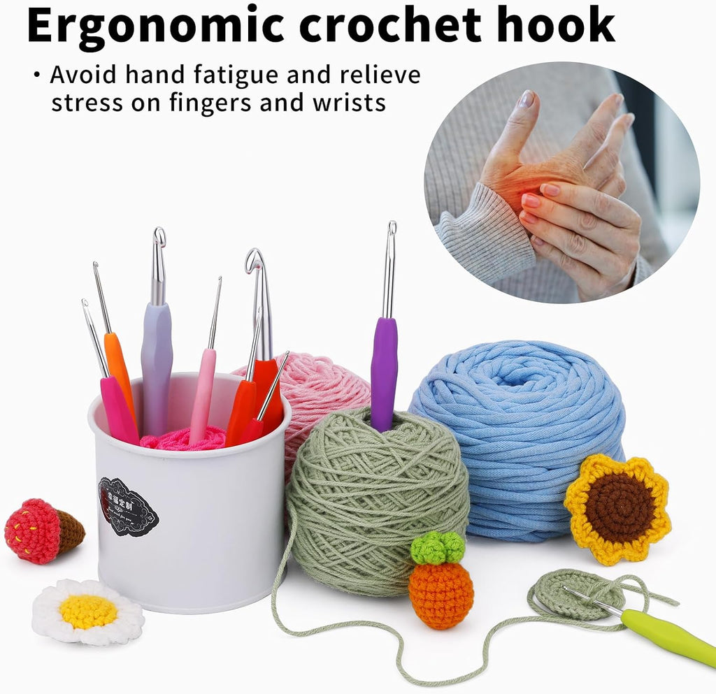 Iuuidu 3PCS Crochet Hooks 5.0/7.0/9.0mm Crochet Hooks for Arthritic
