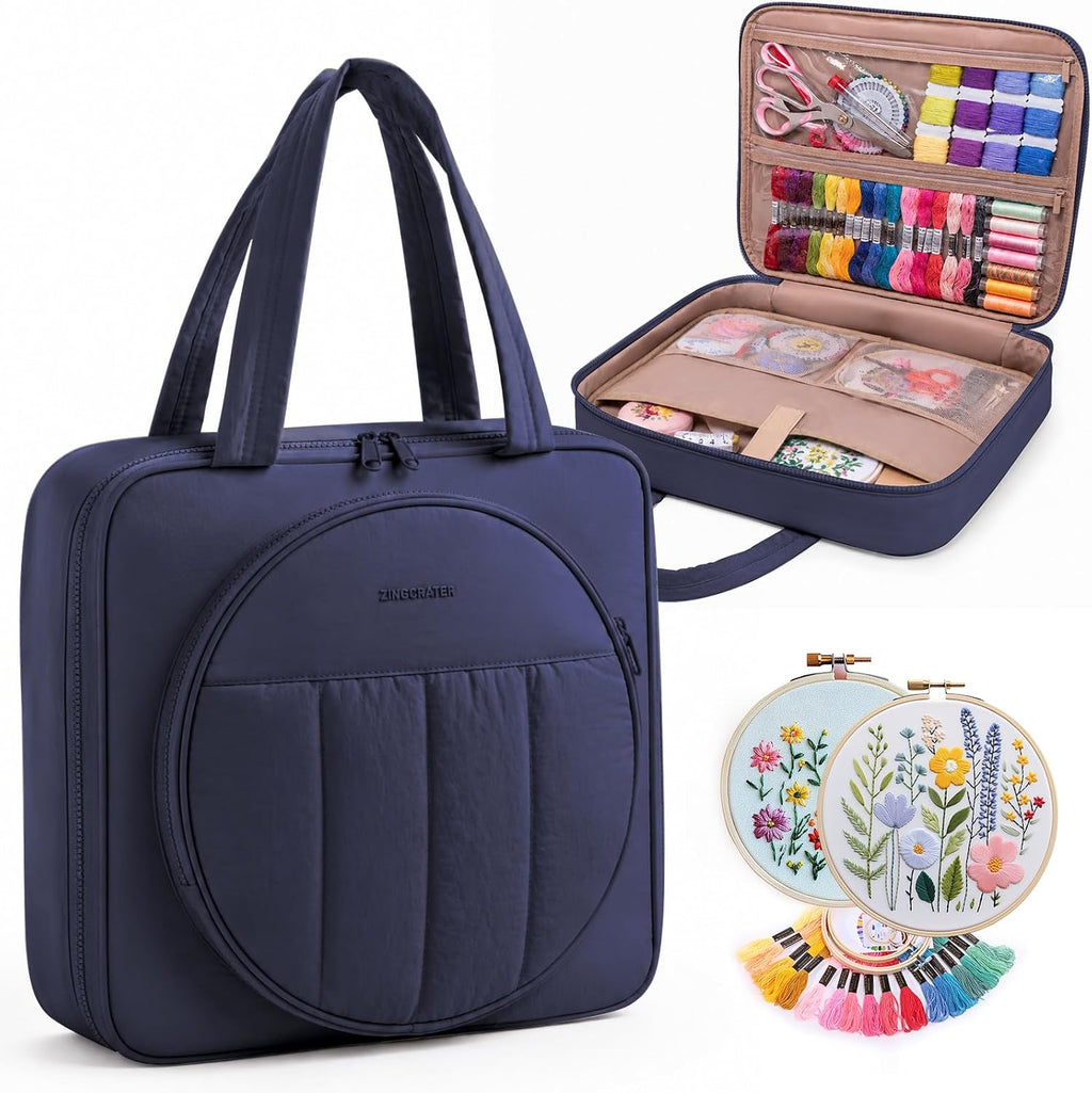 MYBAGZING Embroidery Bag Organizer,Cross Stitch Project Bag w/Hoop