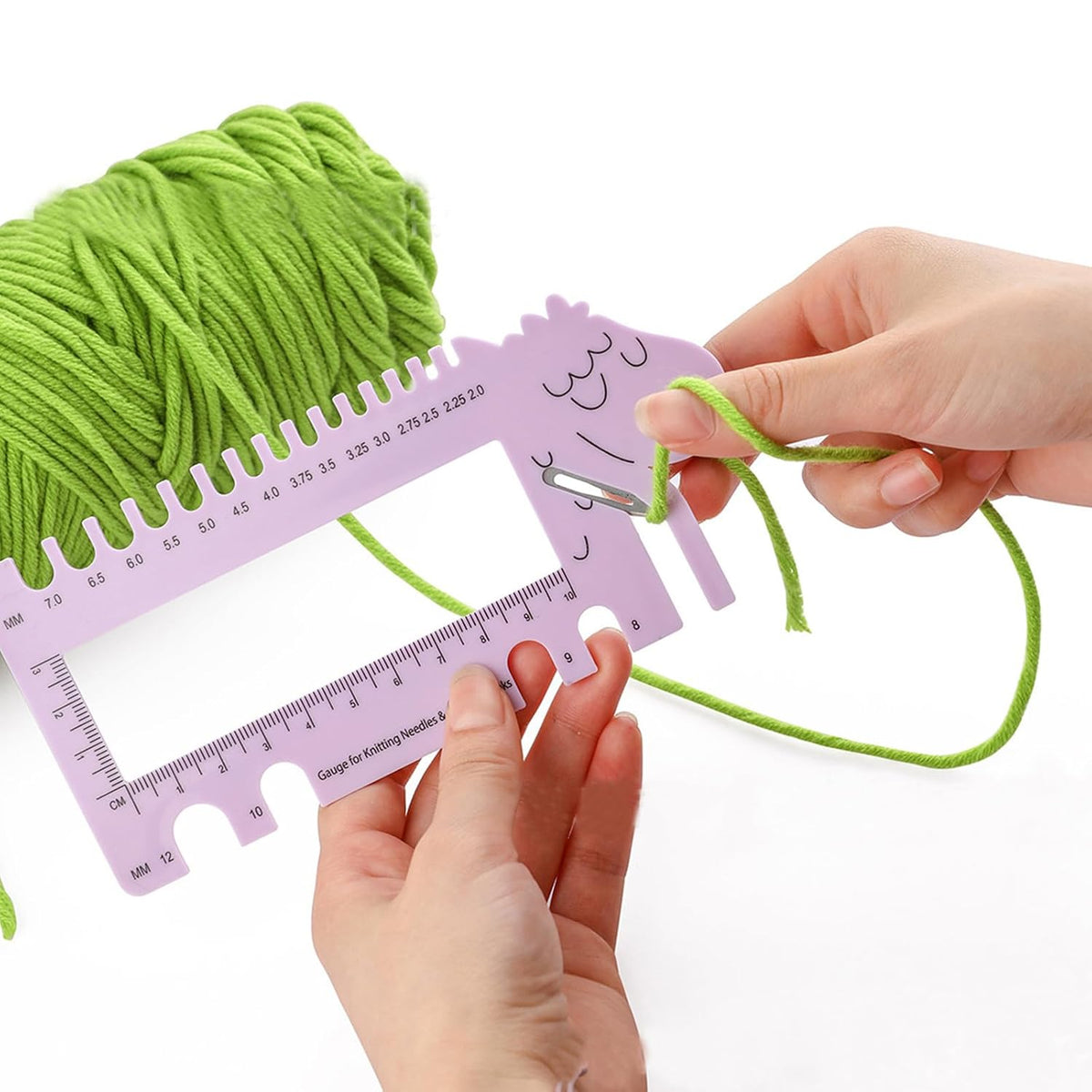 SEWACC 2pcs Professional Knitting Needle Gauge, Sheep Head Crochet