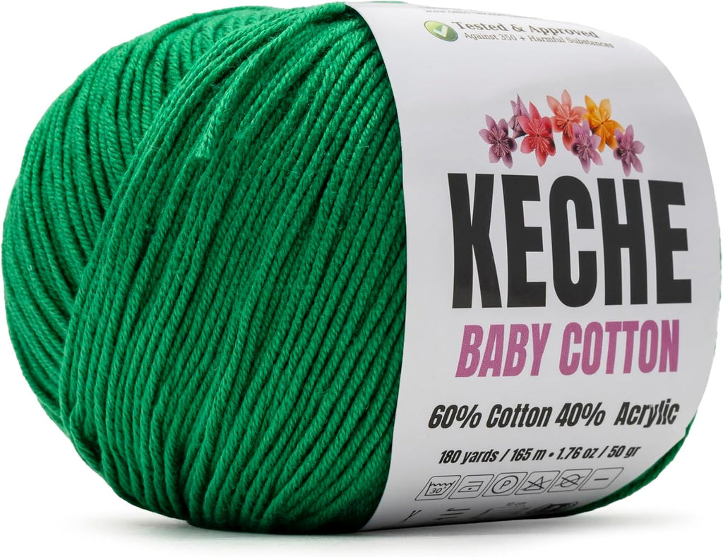 Keche Baby Cotton, 60% Cotton 40% Acrylic Yarn, Soft Cotton Yarn for