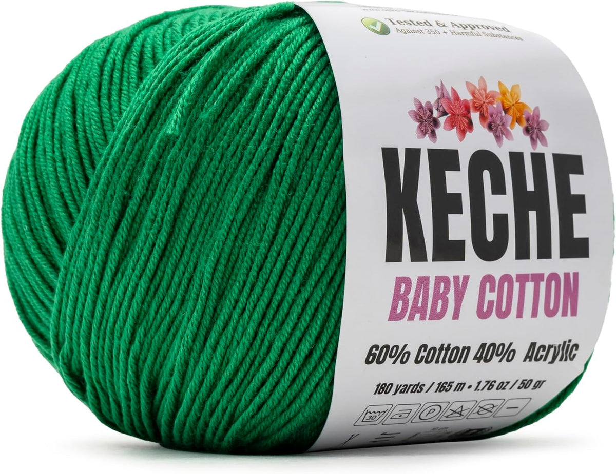 Keche Baby Cotton, 60% Cotton 40% Acrylic Yarn, Soft Cotton Yarn for
