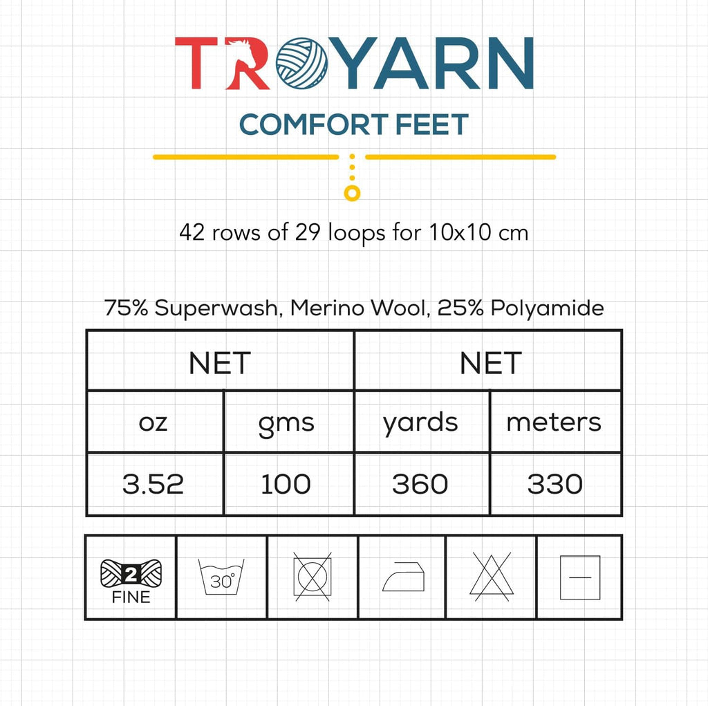 Troyarn Comfort Feet (1- Skein Pack) Hand Painted Yarn 75% Superwash
