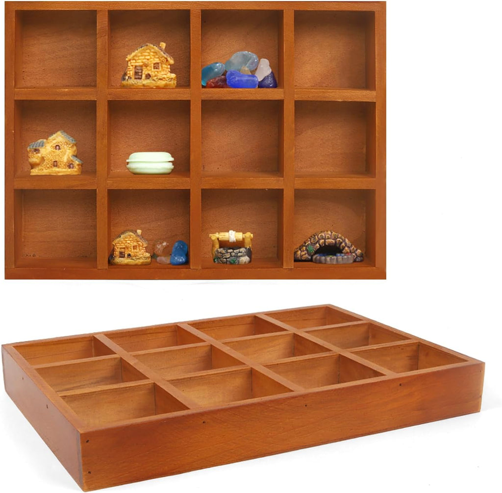 Wooden Tray, 2 Pack Wood Drawer Organizer Drawer Organizer 12 Grid