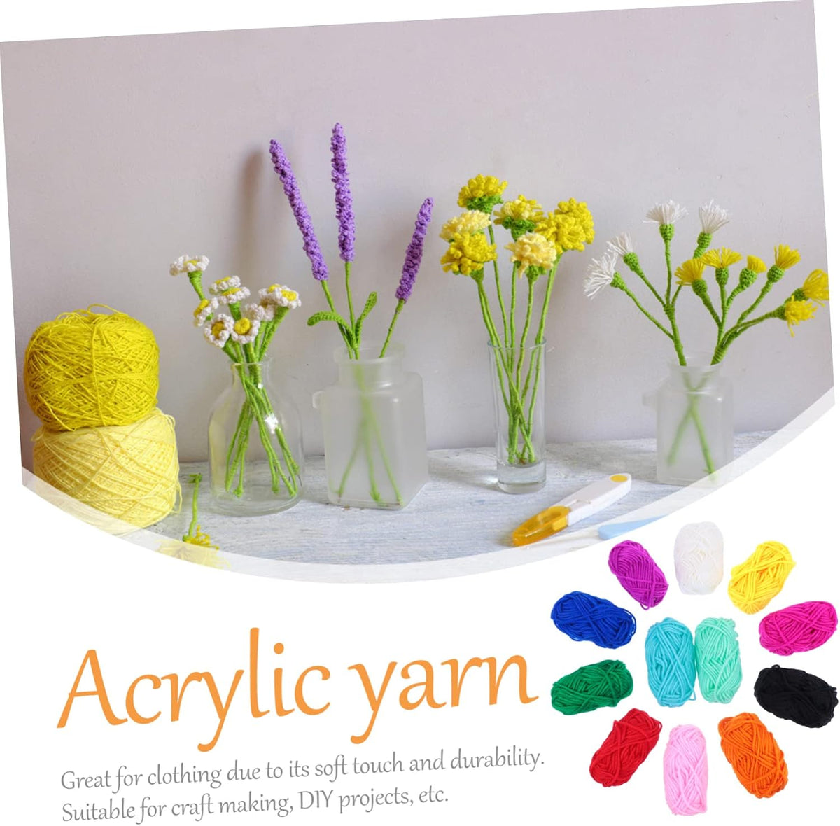 Xmas Acrylic Crochet Yarn Pack 12 Rolls 10g Knitting Yarn for