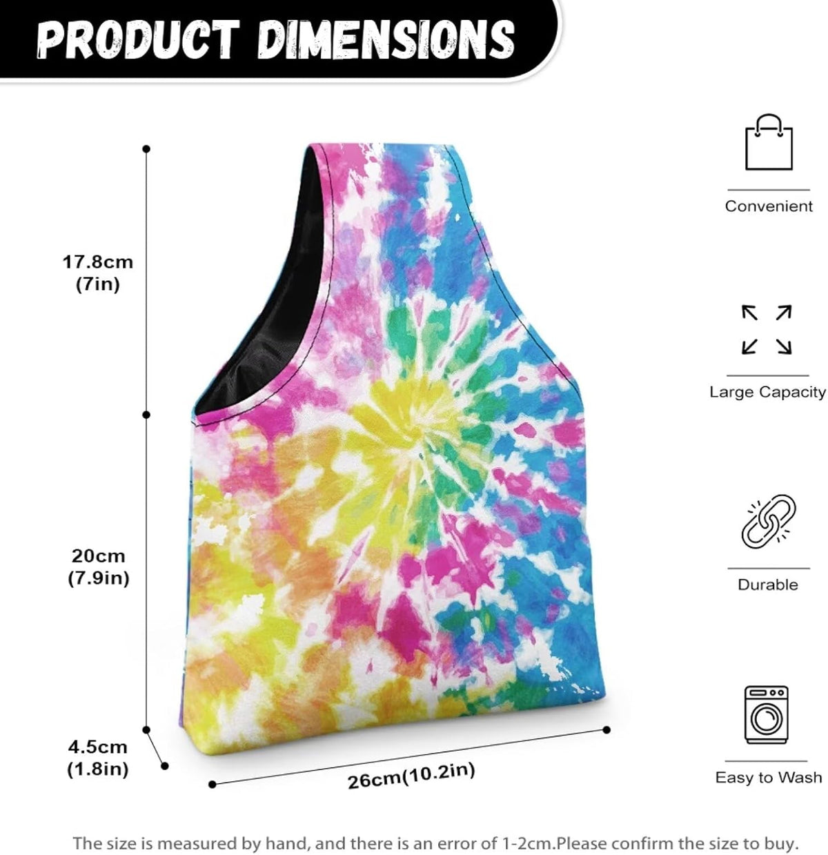 ASQVTIFE Rainbow Tie Dye Yarn Bag Needlework Tool Tote Bag Tie Dye