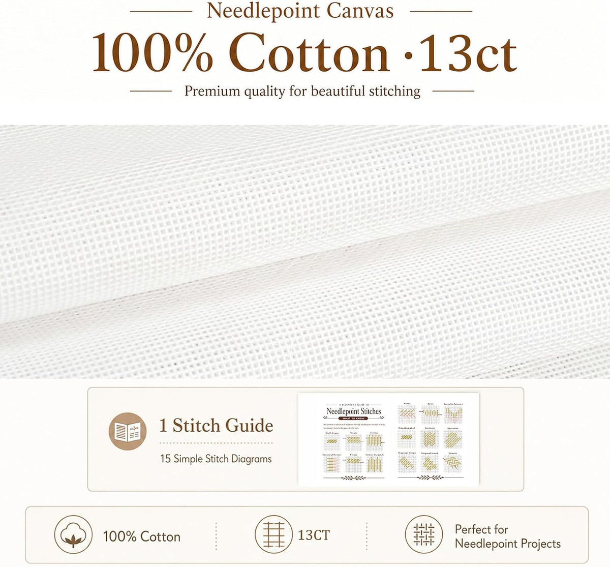 Zplontya 10 Pack Blank Needlepoint Canvas 10" x 10" Cotton Canvas 18