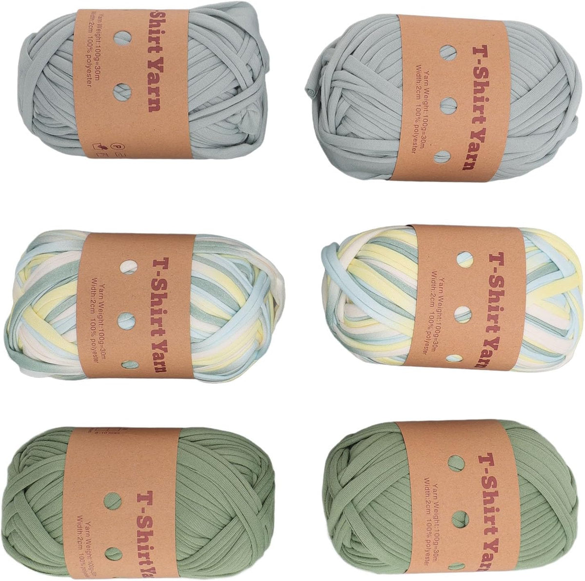 T Shirt Yarn Yarn DIY Crafts,6 Pack Super Soft Polyester Yarn for
