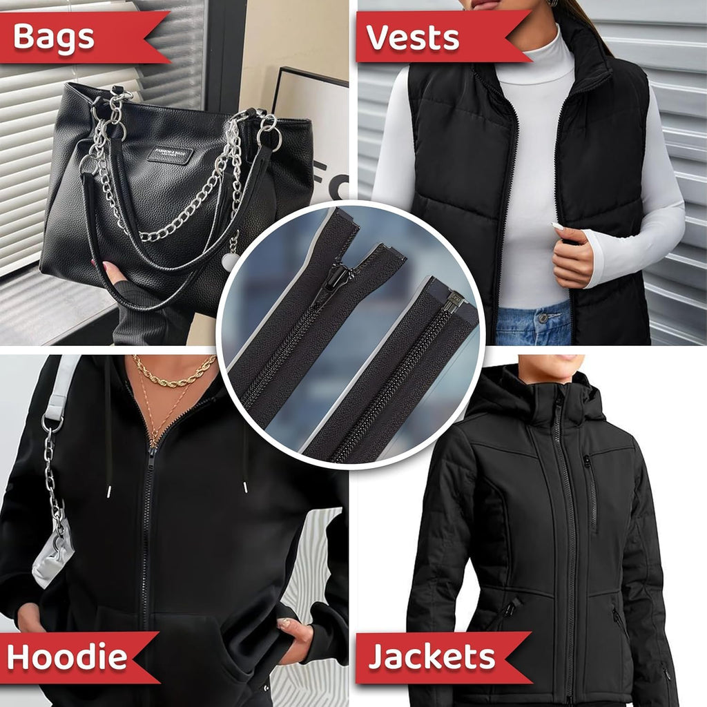 24 Inch Black Nylon Coil Zipper - One-Way Separating Open-End Zipper