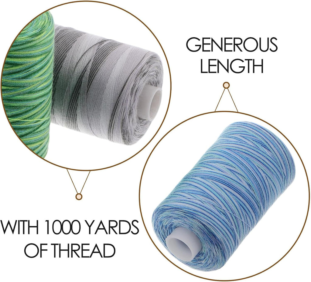 3pcs Yard Polyester Waxed Leather Sewing Thread Colorful Gradient