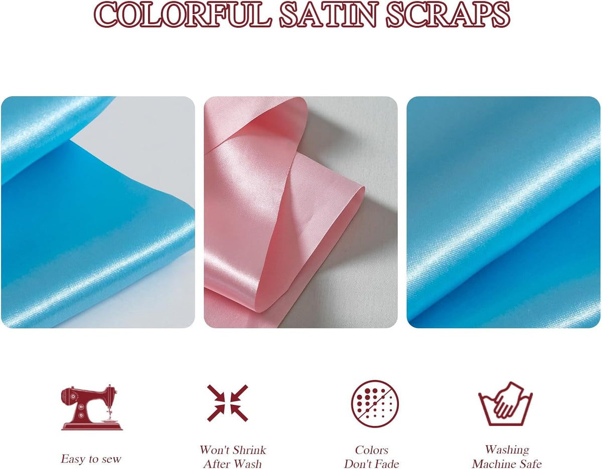 35 Pcs 8x10 Inch Satin Fabric Squares Silky Cloth 35 Colors
