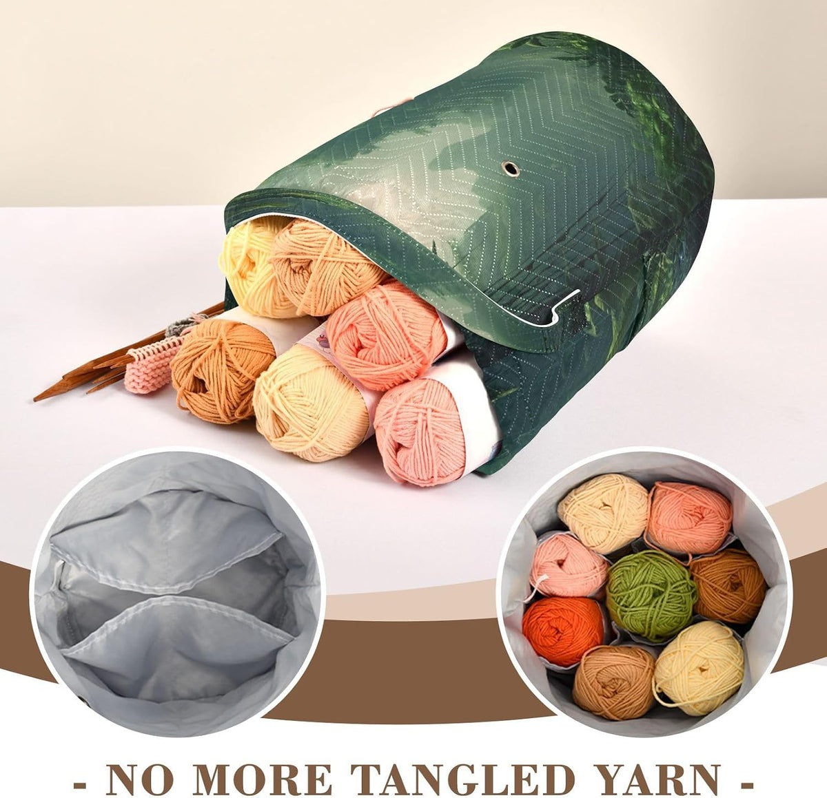 YETTASBIN Tropical Landscape Yarn Storage Bag, Large Crochet Knitting