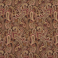 Red, Gold and Brown Woven Paisley Upholstery Fabric by The Yard - SKU