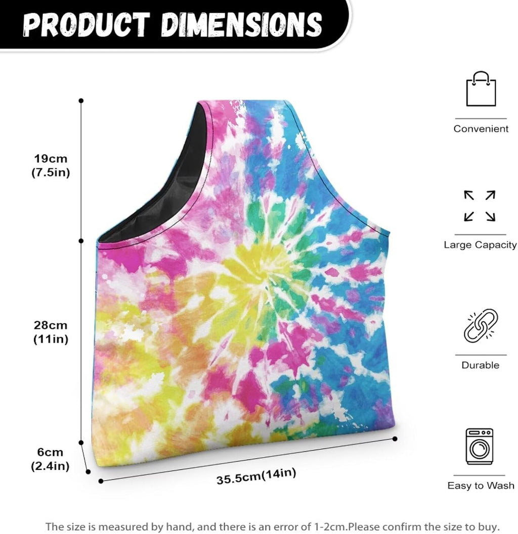 ASQVTIFE Rainbow Tie Dye Yarn Bag Needlework Tool Tote Bag Tie Dye
