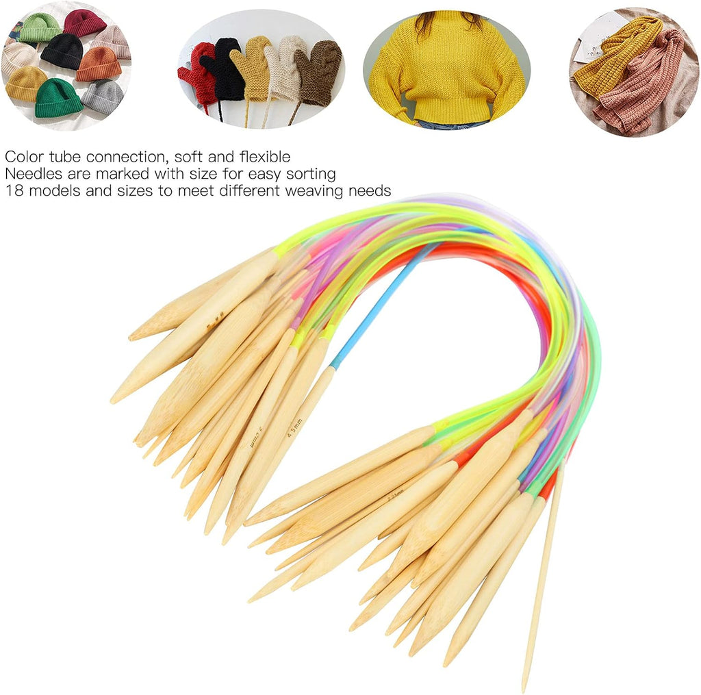 Greensen 18Pcs Bamboo Circular Knitting Needles Set, Durable and