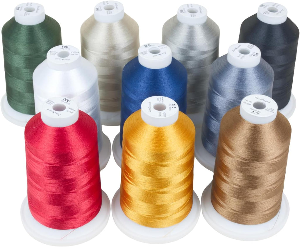 Simthread 10-Color 5500Yds Each 40WT Polyester Embroidery Thread Set