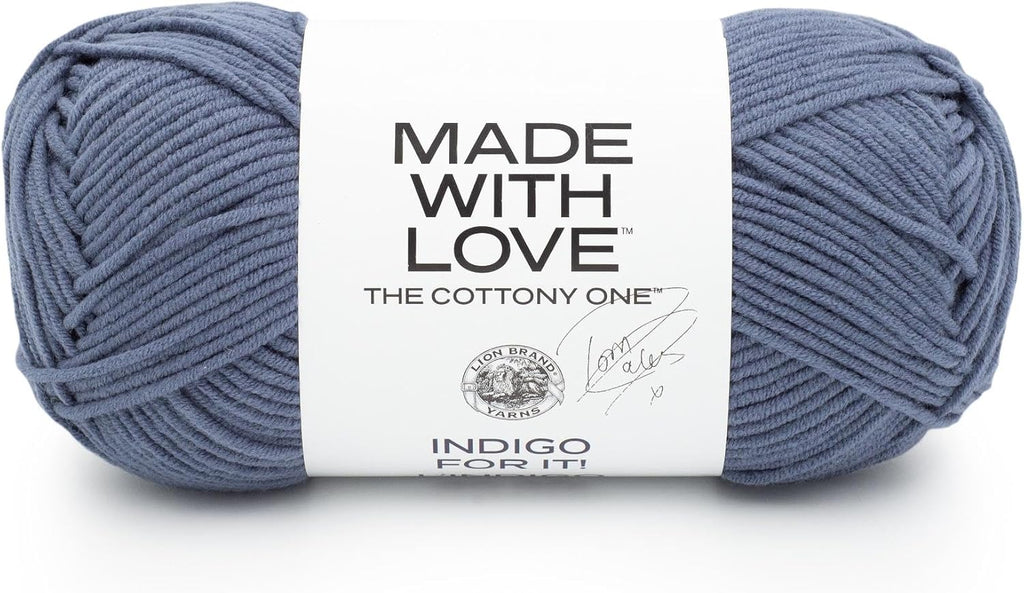 Lion Brand Yarn, The Cottony One Crochet Yarn, Indigo for It!, Blue