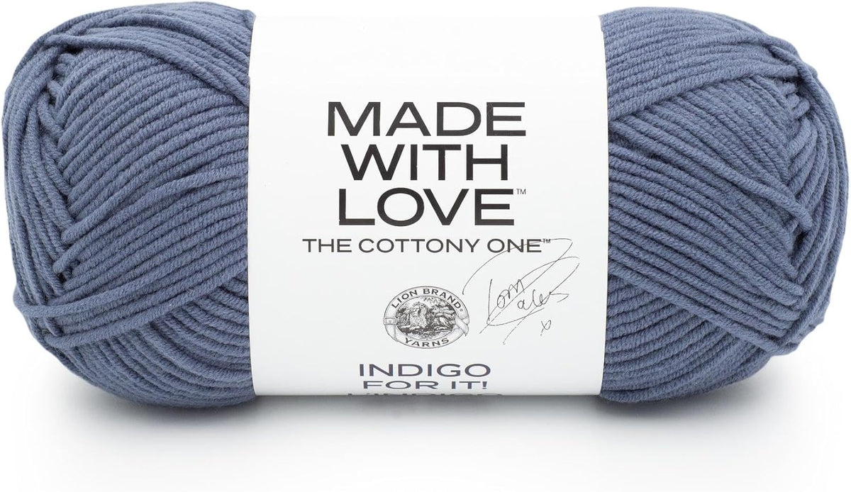Lion Brand Yarn, The Cottony One Crochet Yarn, Indigo for It!, Blue