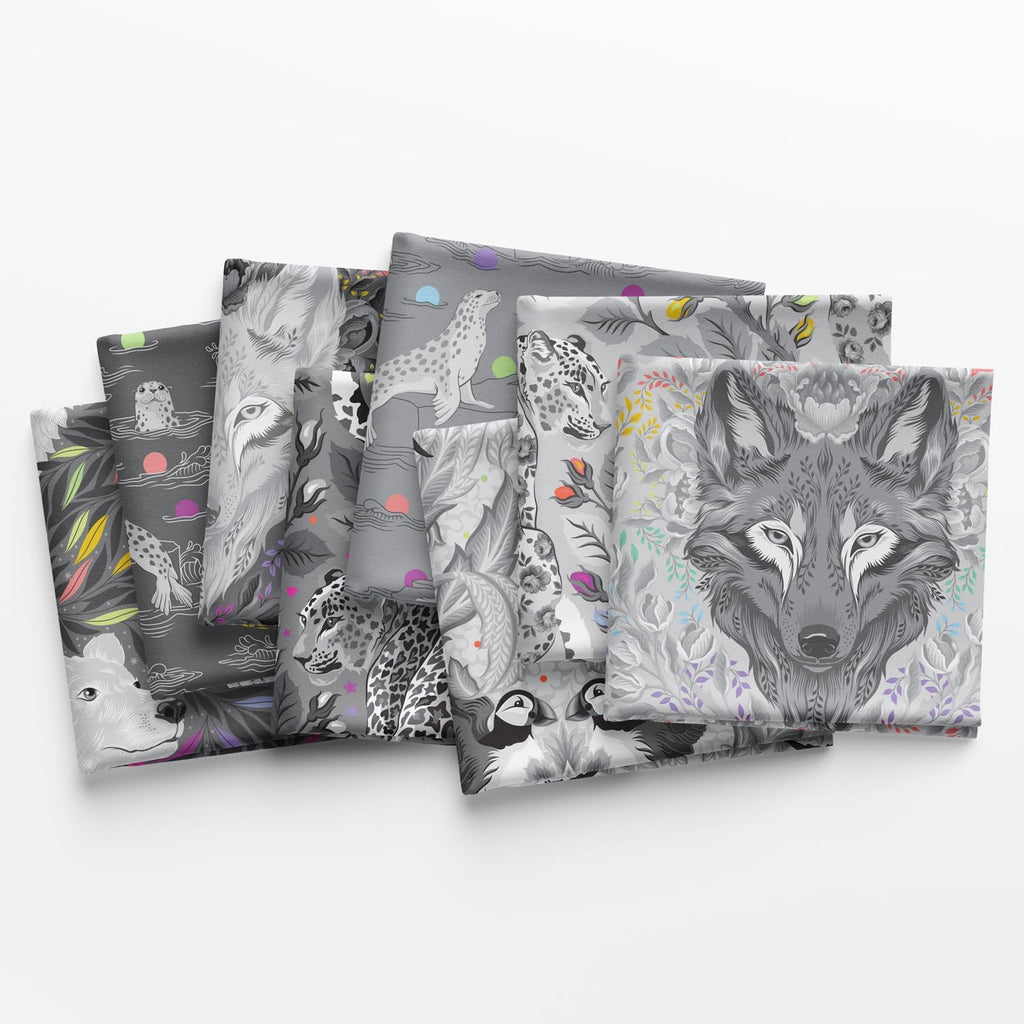 Graywork Fat Quarter Bundle (8 Pieces) by Tula Pink for FreeSpirit