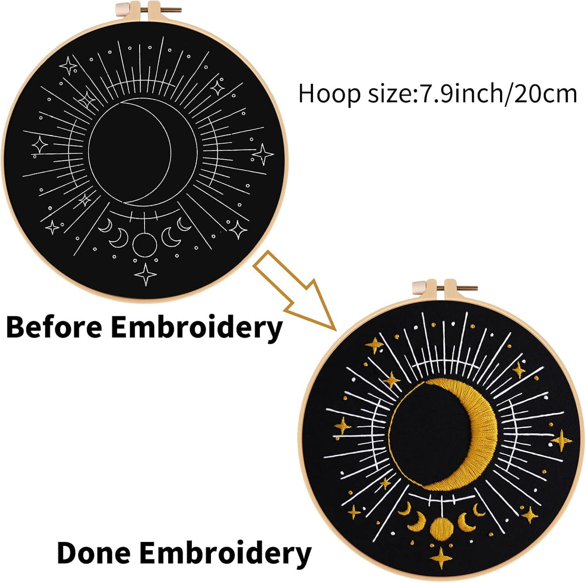 Louise Maelys Tarot Moon Embroidery Kit for Beginners Starry DIY Set