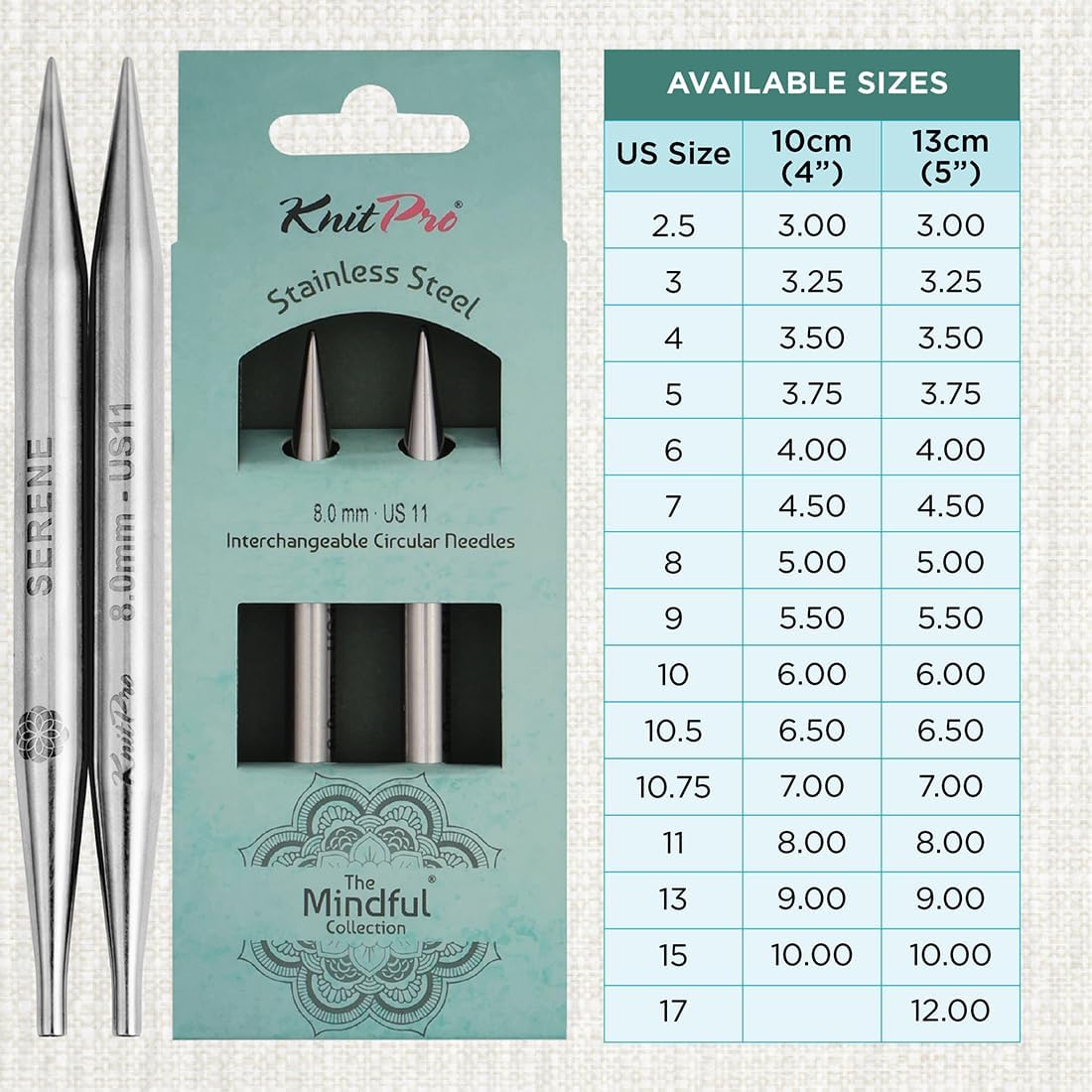 KnitPro The Mindful Collection Interchangeable Circular Needles 5"