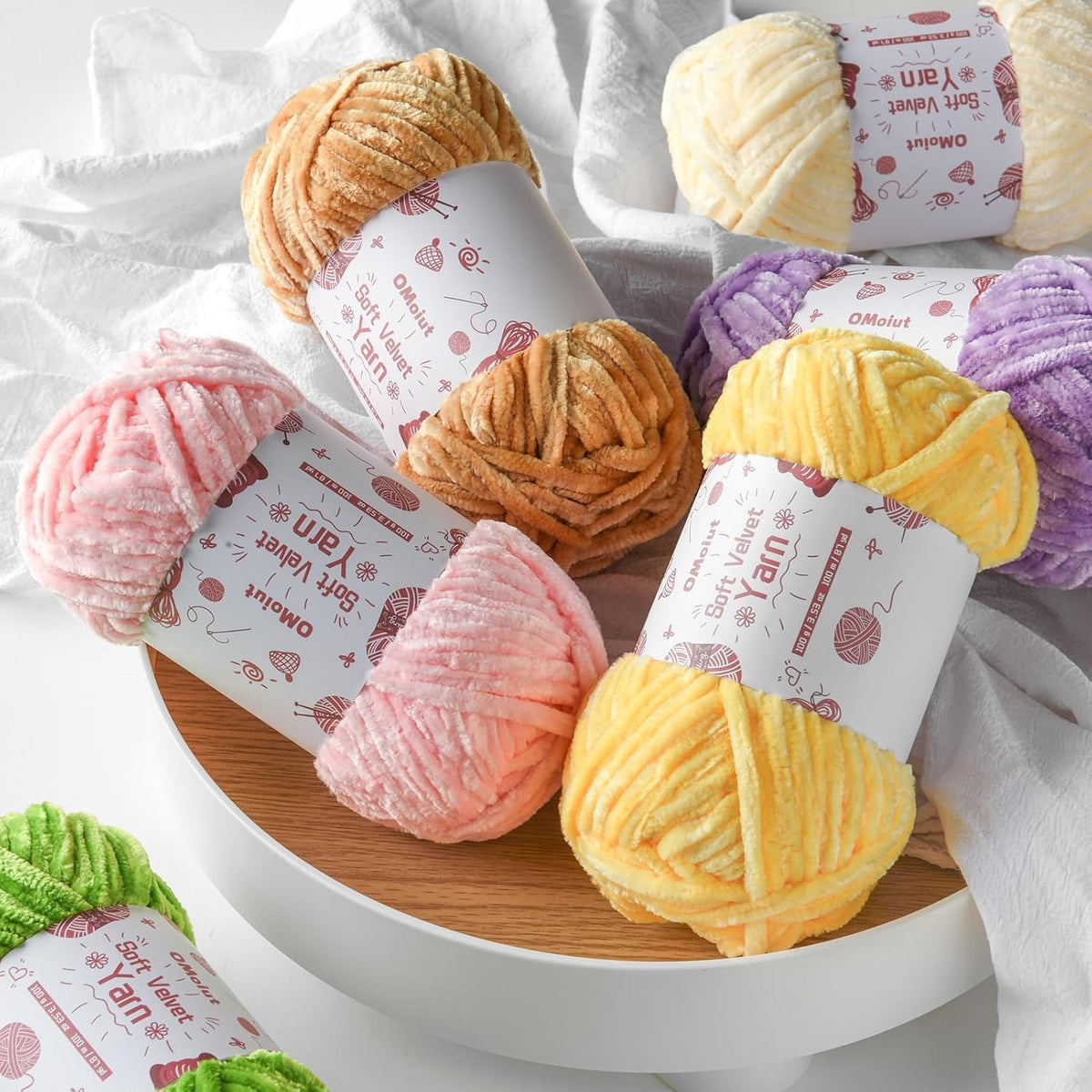 12 Pack Chenille Chunky Yarn - Baby Yarn for Crocheting Soft - Red