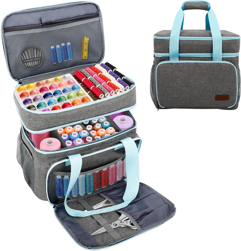 Sewing Supplies Organizer, Double-Layer Storage Bag with Detachable