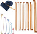 7 Pairs Bamboo Knitting Needles Set, Bamboo Natural Single Point
