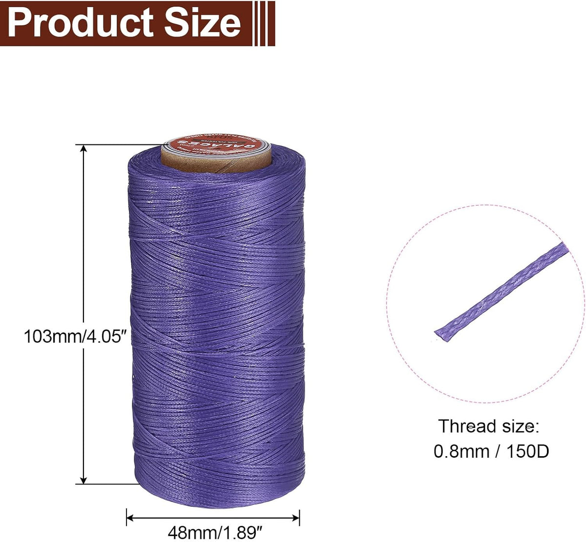 uxcell Flat Leather Sewing Waxed Thread 270m/295Yards 150D Light