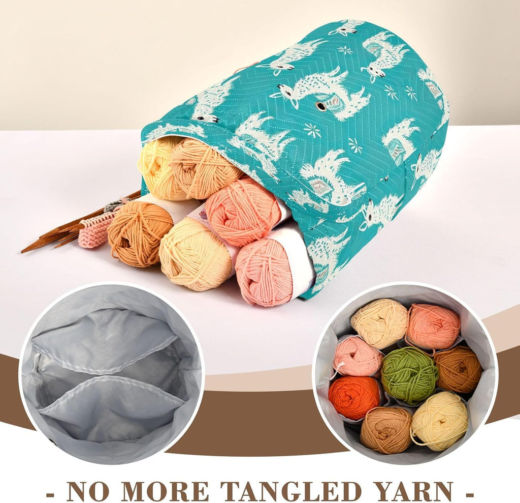 YETTASBIN Llama Yarn Storage Bag, Large Crochet Knitting Bag Organizer