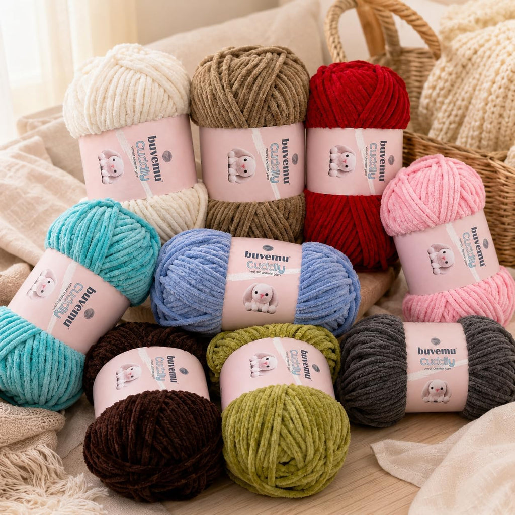 Cuddly Velvet Chenille Yarn, Super Soft Bulky, Rainbow
