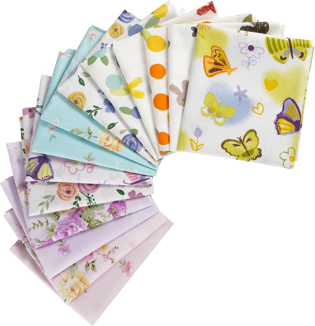 14pcs Fat Quarters 100% Cotton Fabric Bundles Floral Precut Fabric