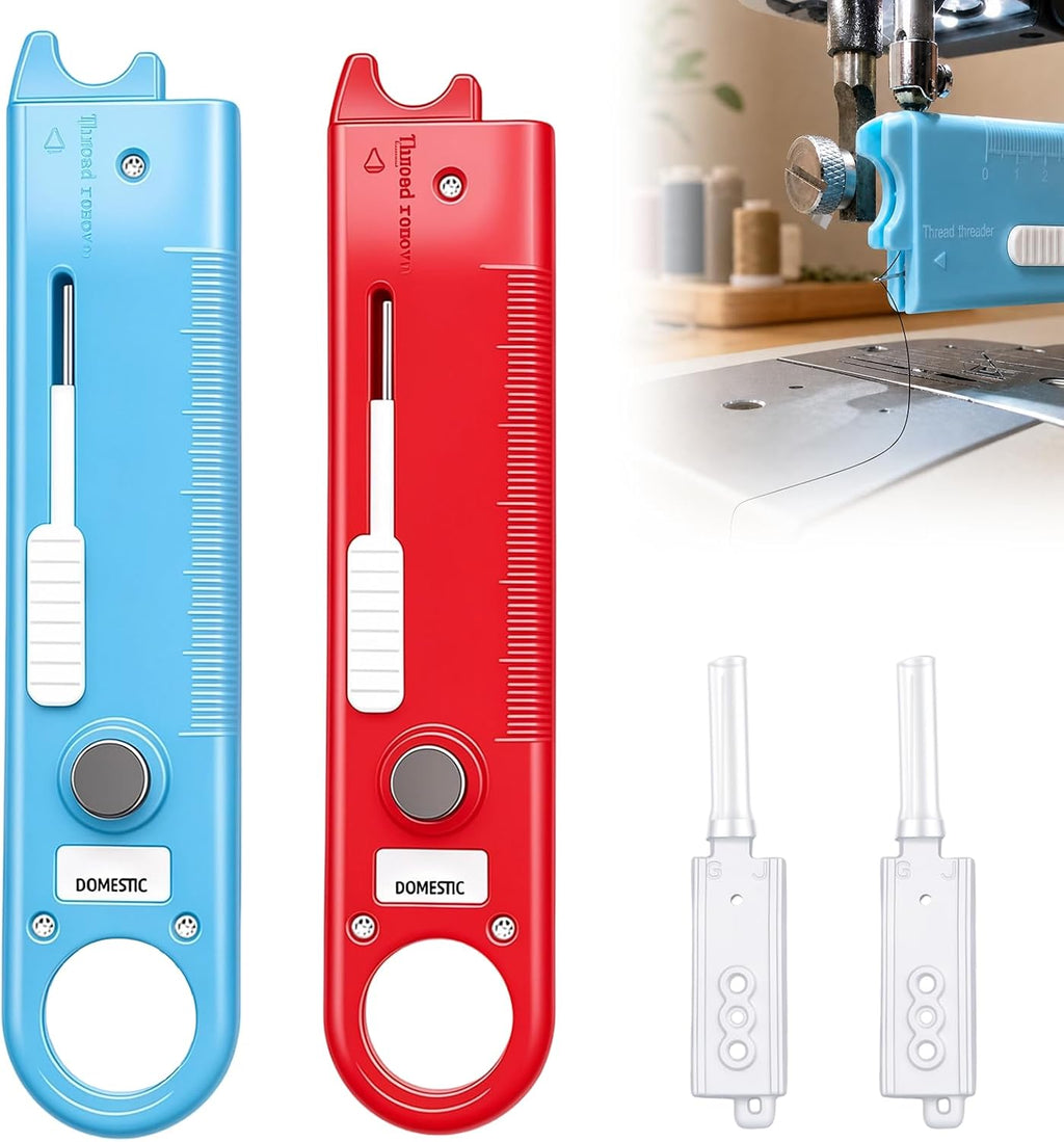 Sewing Machine Needle Threader (2Pcs,Red+Blue)