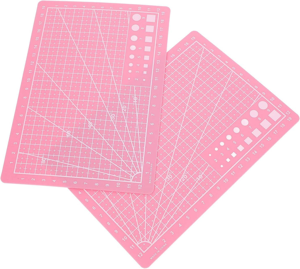 2pcs A5 Pink Double-sided Self-healing PVC Cutting Mat with Grid Lines