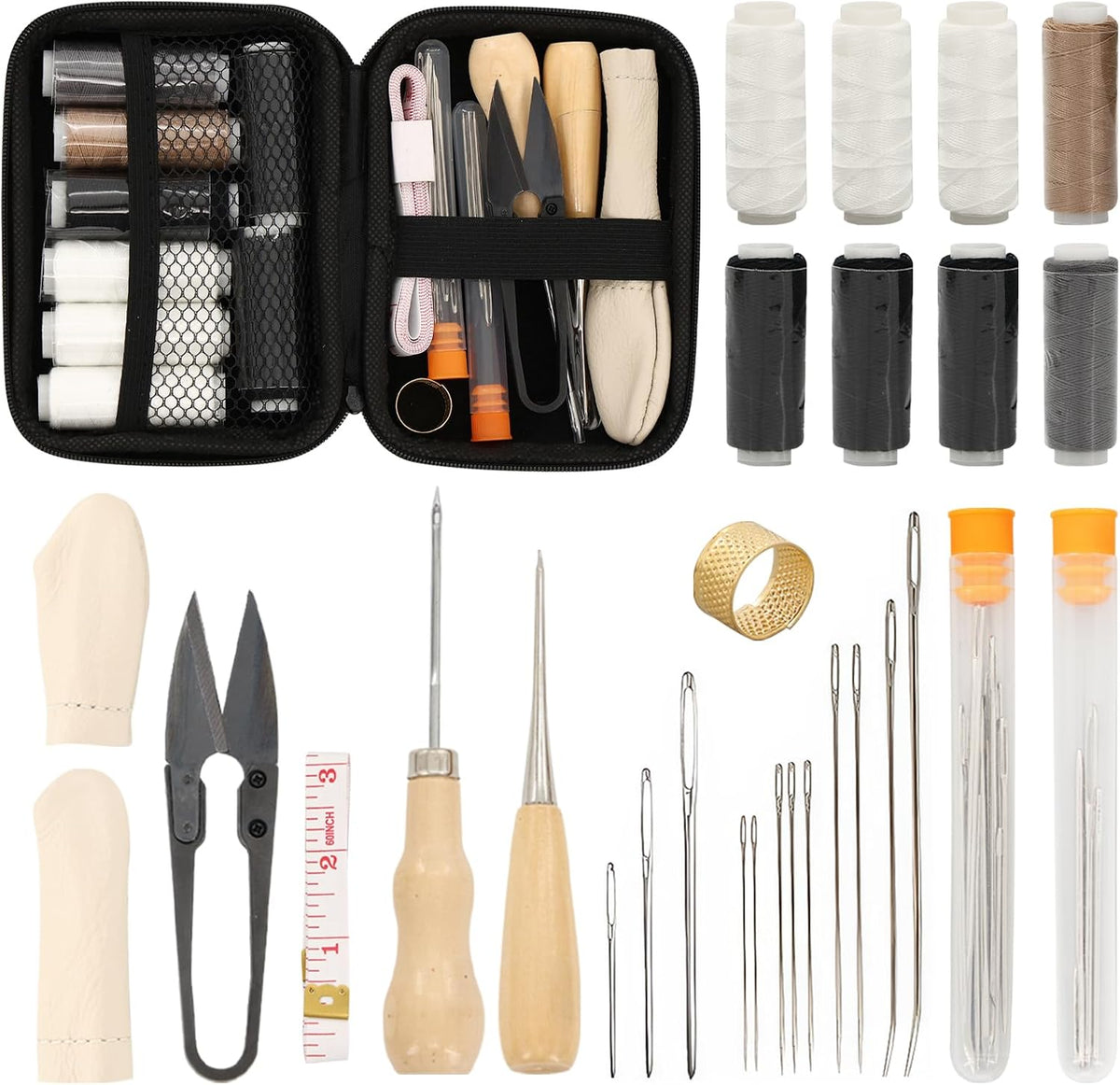 Mini Sewing Kit Upholstery Repair Kit Includes Thumb Sleeve, Scissors