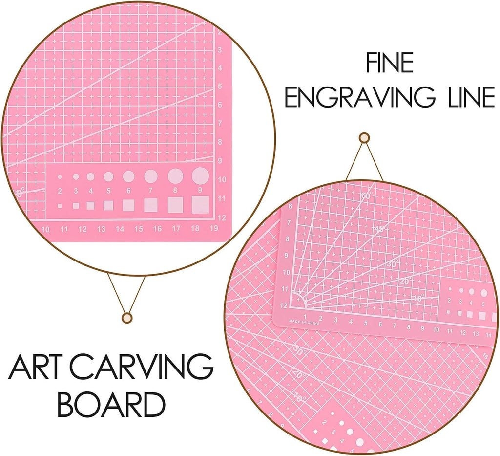 2pcs A5 Pink Double-sided Self-healing PVC Cutting Mat with Grid Lines