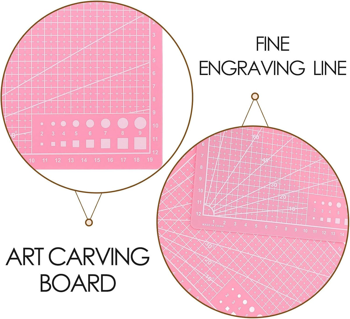 2pcs A5 Pink Double-sided Self-healing PVC Cutting Mat with Grid Lines