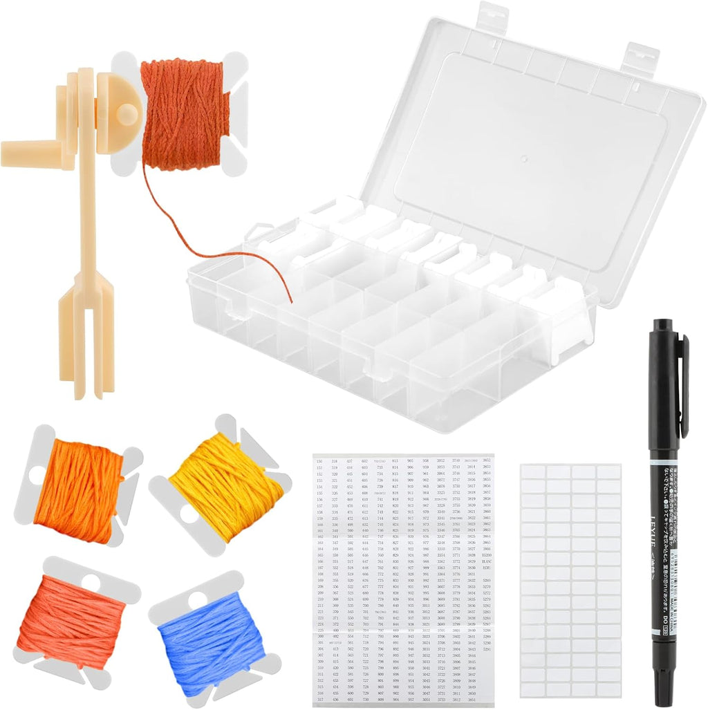 Embroidery Floss Organizer Box, Cross Stitch Thread Storage Case