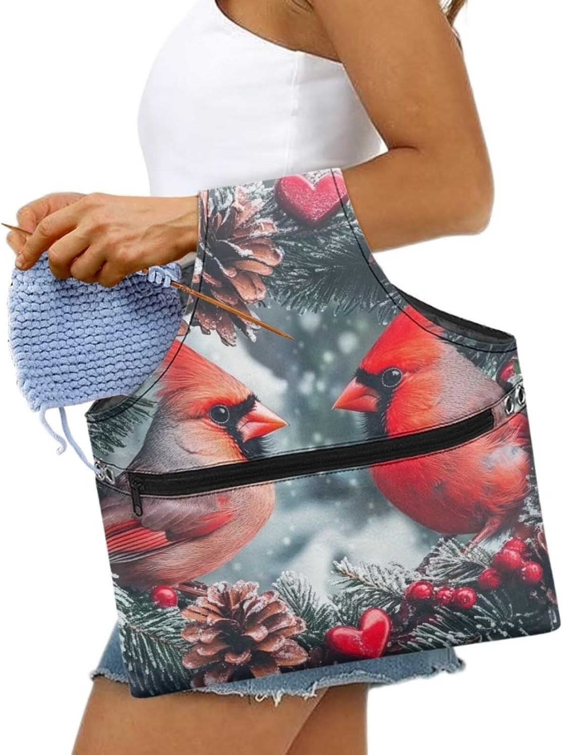 Crochet Tote Bag for Women with Zipper Pockets Crochet Organizers and