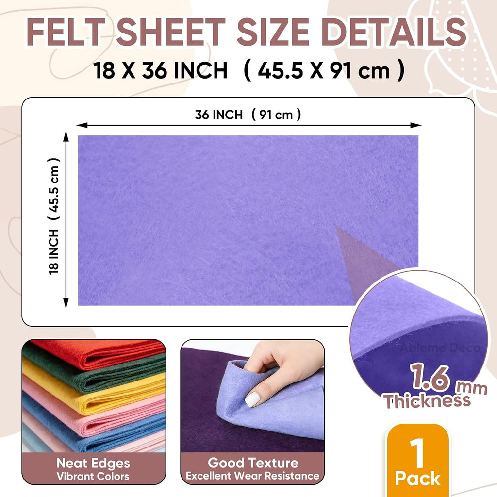 Soft Felt Fabric Sheet 18" x 36", 1.6mm Acrylic Craft Felt, Lavender