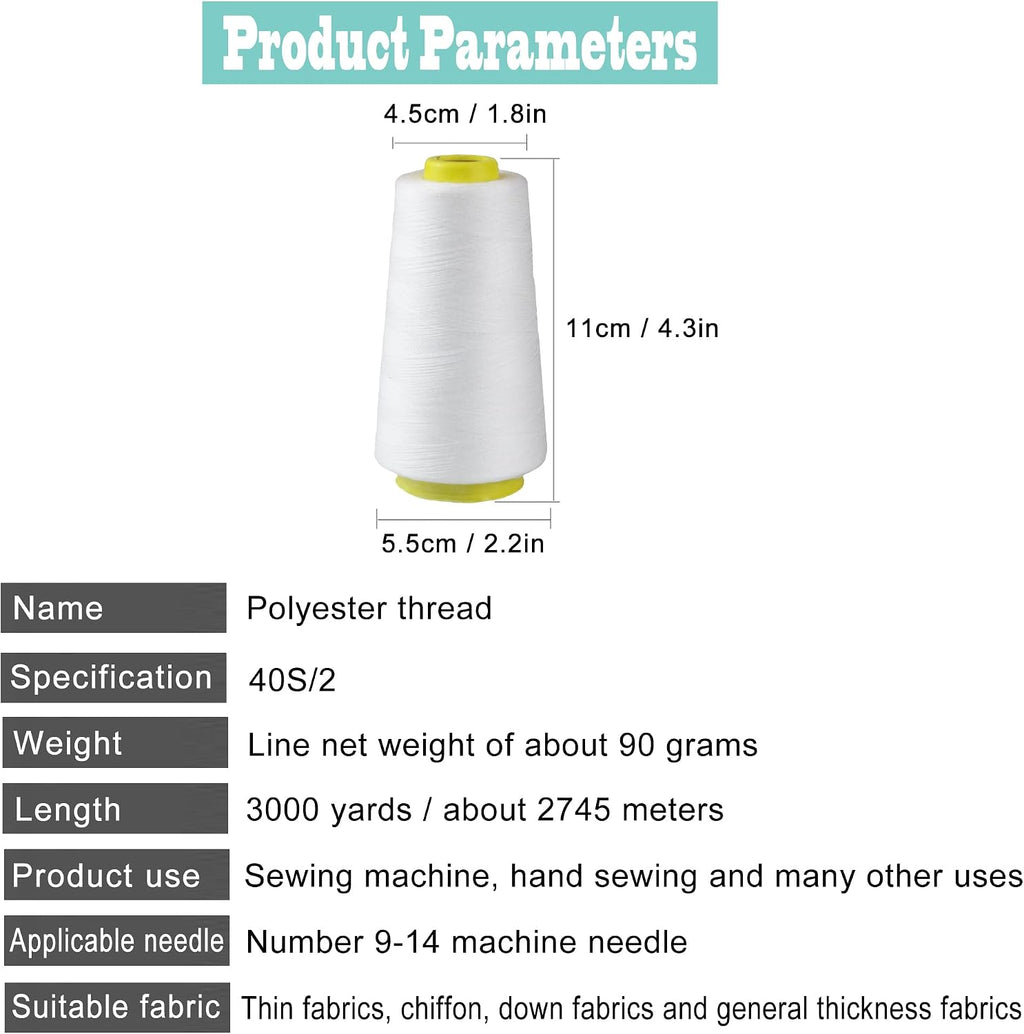2 Spools Sewing Thread Kit Beige Polyester Sewing Thread Spools