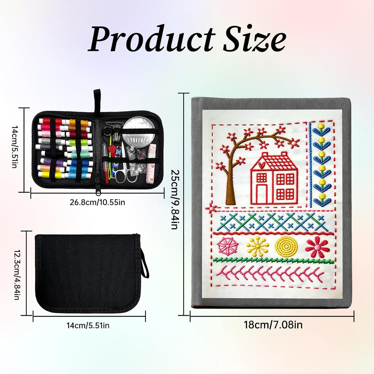 IKKAB Embroidery Stitch Book Kit, 106 Patterns with 86-Piece Sewing