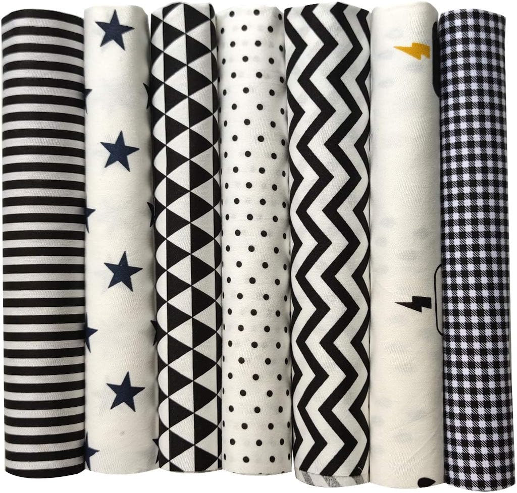 7pcs Quilting Fabric 18" x 22" 100% Cotton Craft Fabric Bundle Squares