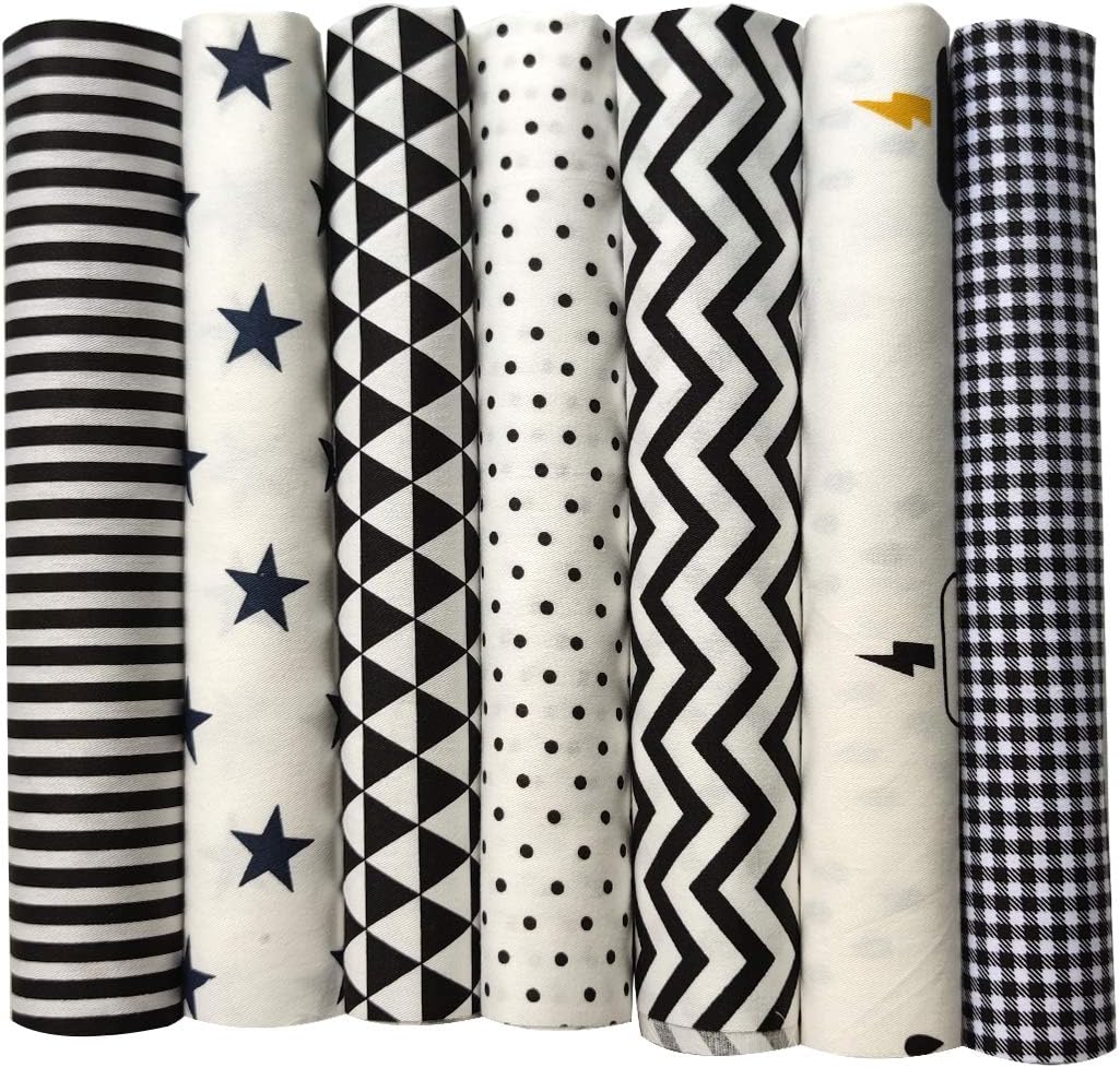 7pcs Quilting Fabric 18" x 22" 100% Cotton Craft Fabric Bundle Squares