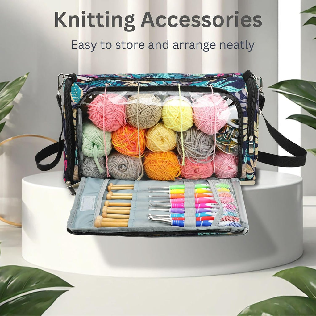 Large Yarn Storage Organizer,Waterproof Crochet Shoulder Bag