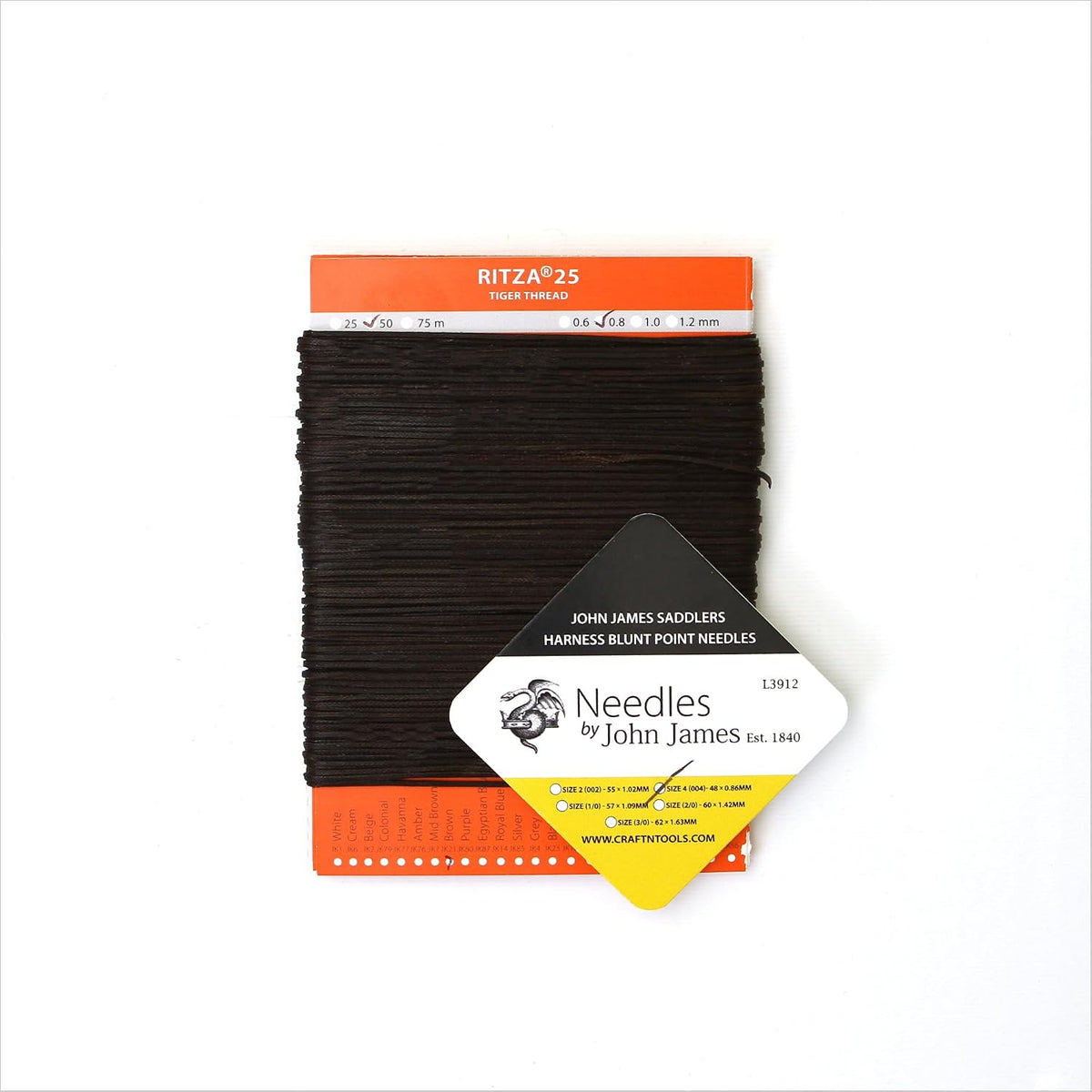 Brown 0.6mm RITZA 25 Tiger Thread for Leather Craft | Waxed Polyester