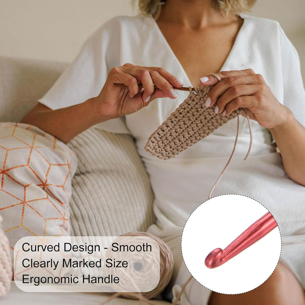 uxcell Aluminum Crochet Hook 2mm US Size(Size 0) Needle Red 10Pcs